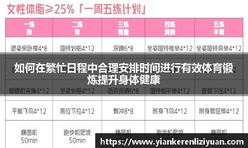 如何在繁忙日程中合理安排时间进行有效体育锻炼提升身体健康